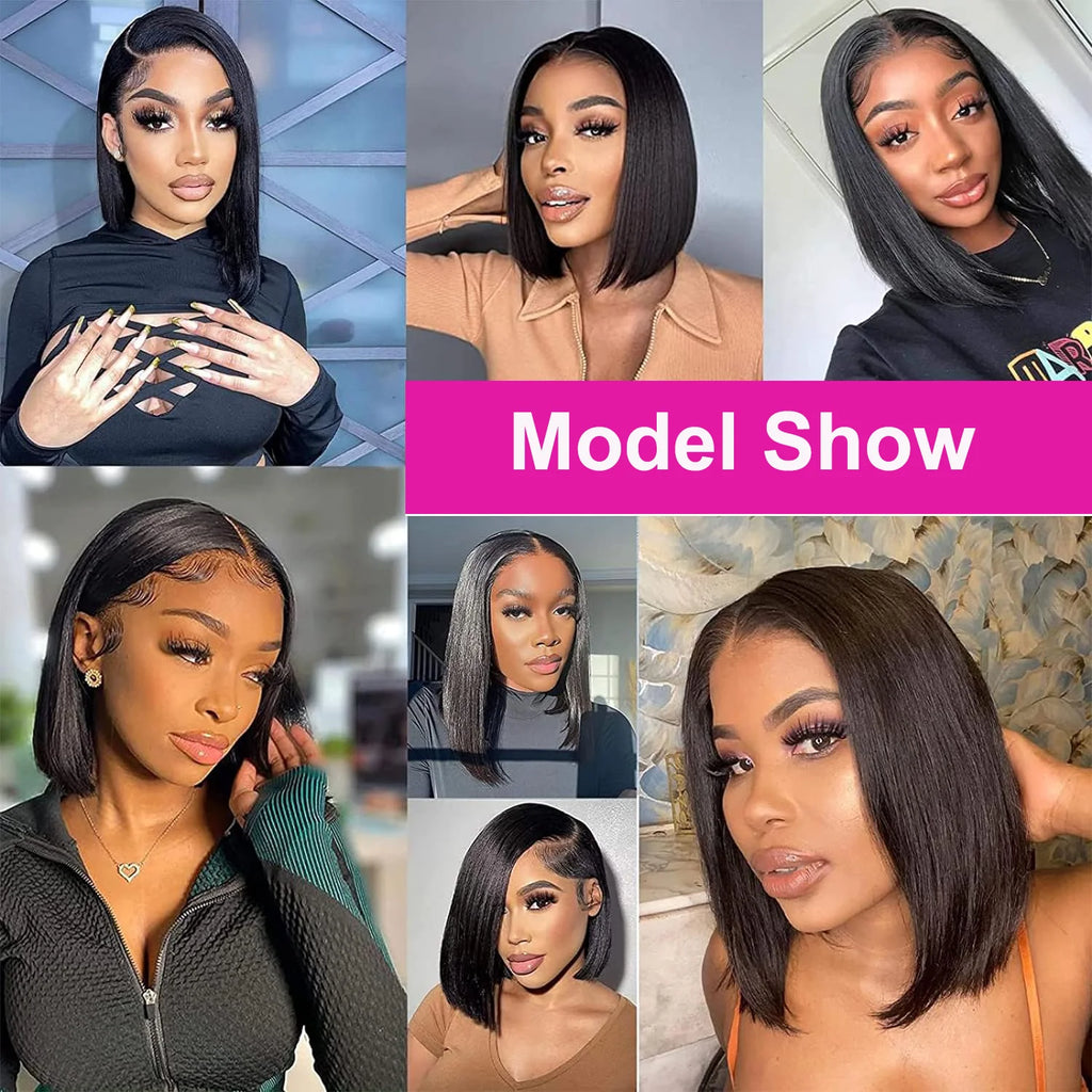 Silky Straight Natural Black 13x4 Lace Frontal Human Hair Bob Wig – Pre-Plucked Natural Hairline
