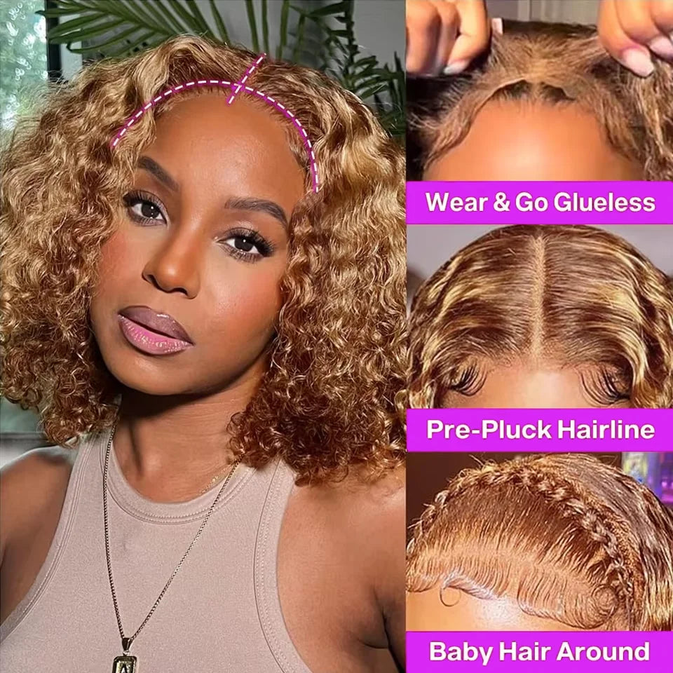 Alurën Highlight 13x4 Deep Wave Curly Human Hair Lace Front Bob Wig