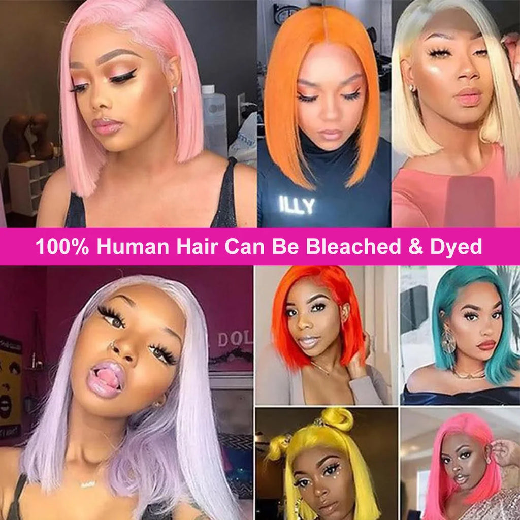 Silky Straight Natural Black 13x4 Lace Frontal Human Hair Bob Wig – Pre-Plucked Natural Hairline