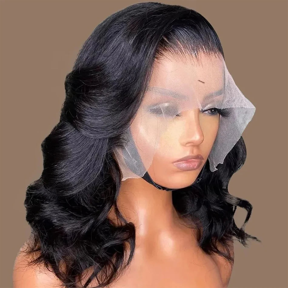 Natural Black Body Wave 4x4 HD Lace Frontal Human Hair Bob Wig – Soft Voluminous Waves