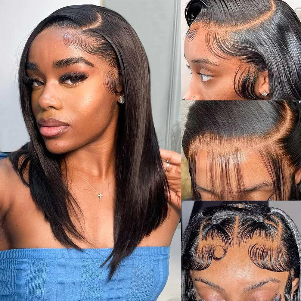 Alurën 13x4 Straight Human Hair Lace Front Bob Wig – 180% Density