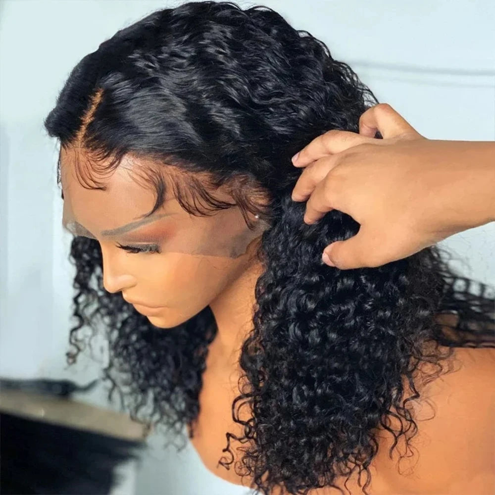 Natural Black Deep Curly 13x4 HD Lace Frontal Human Hair Bob Wig – Pre-Plucked Natural Hairline
