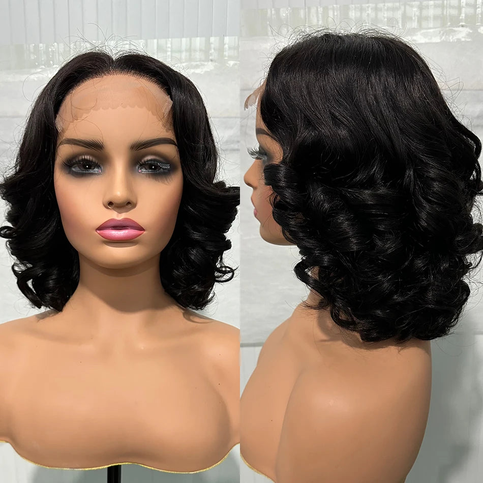 Highlight Loose Curl 5x5 HD Lace Closure Human Hair Bob Wig – 250% Density, Glueless Style
