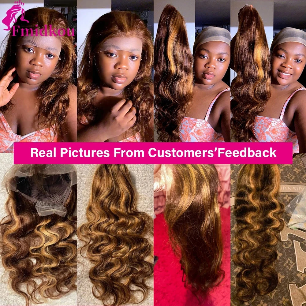Honey Highlight Body Wave 13x6 HD Lace Frontal Human Hair Wig – Pre-Plucked Glueless Style
