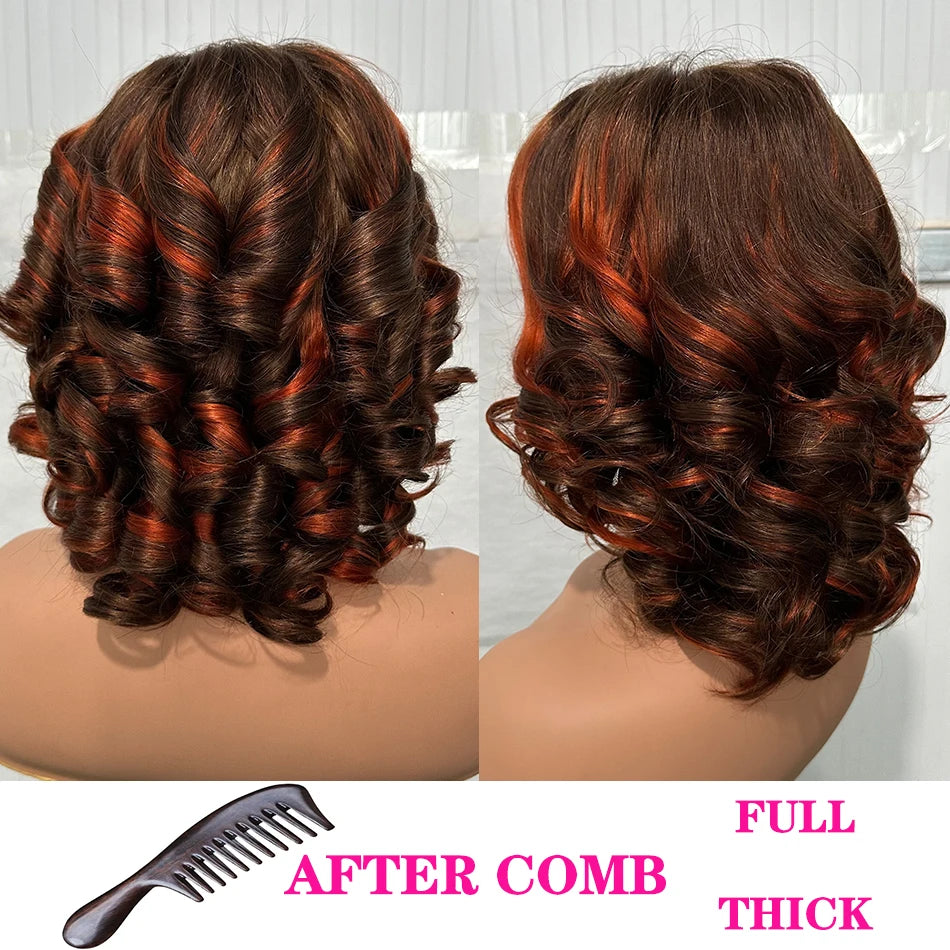 Highlight Loose Curl 5x5 HD Lace Closure Human Hair Bob Wig – 250% Density, Glueless Style