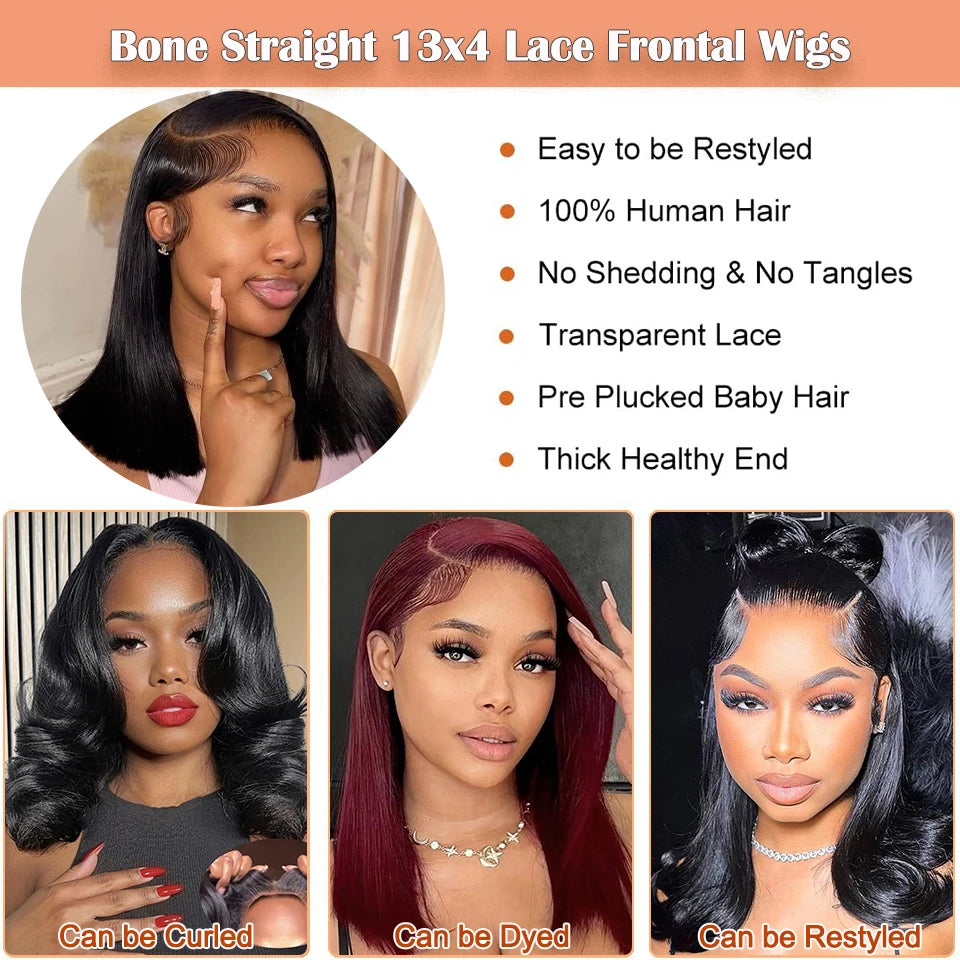 Alurën 13x4 Straight Human Hair Lace Front Bob Wig – 180% Density