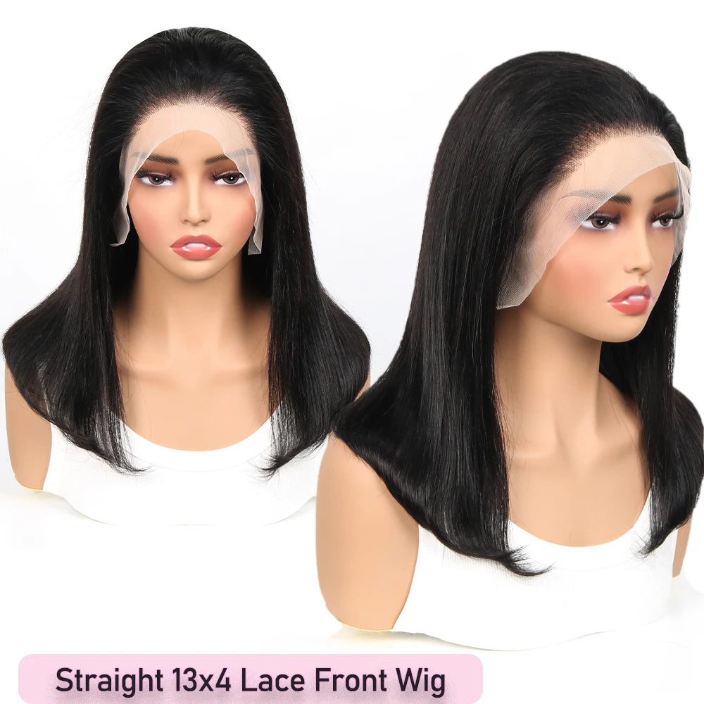 Alurën 13x4 Straight Human Hair Lace Front Bob Wig – 180% Density