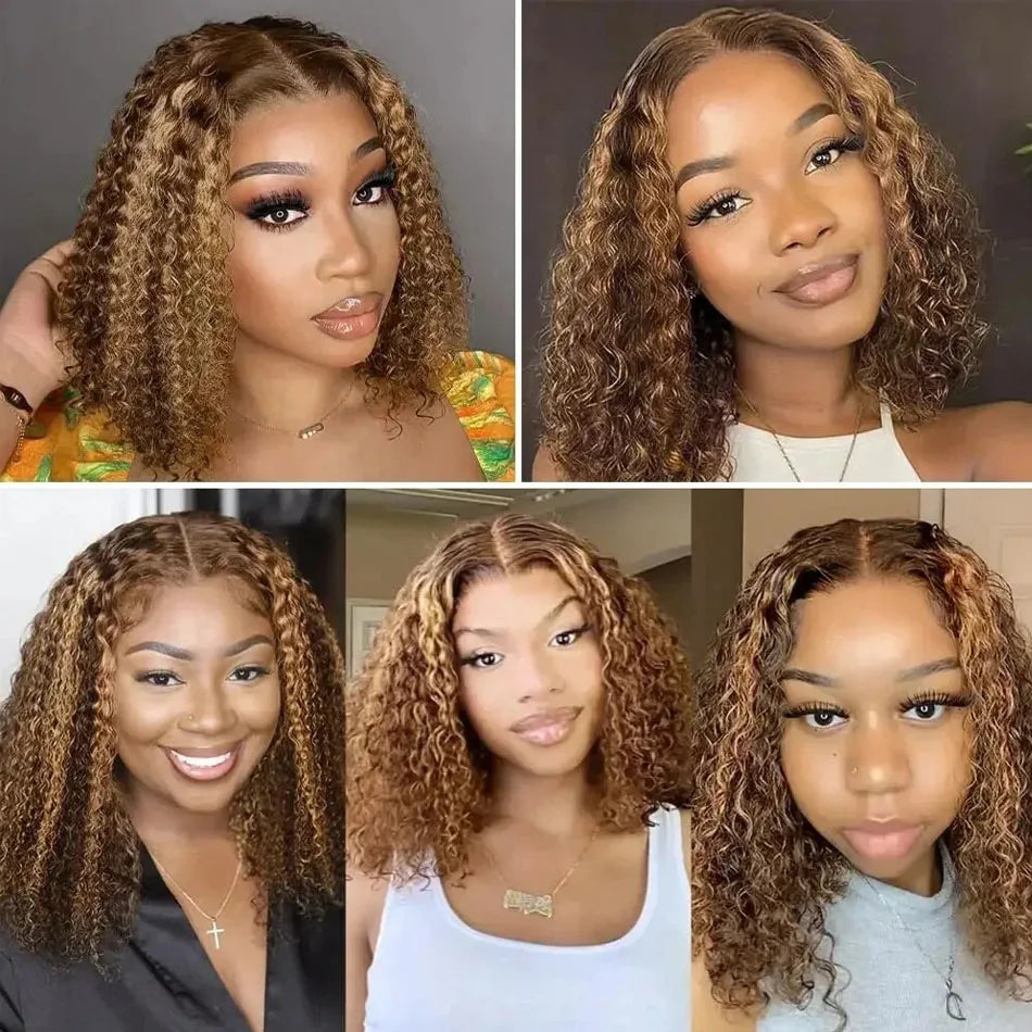 Alurën Highlight 13x4 Deep Wave Curly Human Hair Lace Front Bob Wig