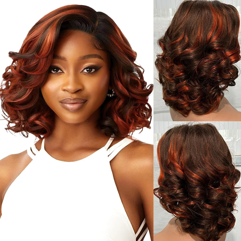 Highlight Loose Curl 5x5 HD Lace Closure Human Hair Bob Wig – 250% Density, Glueless Style