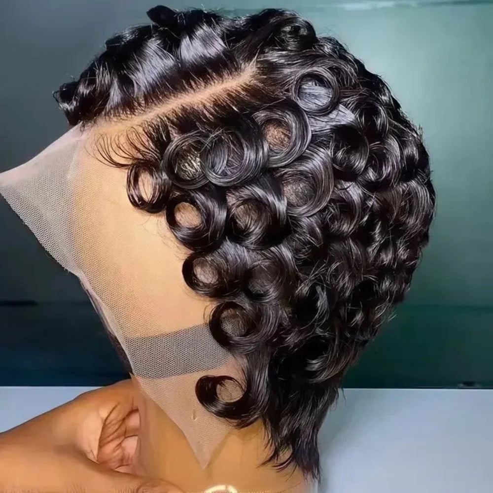 Natural Black Curly 13x4 Lace Frontal Human Hair Wig – Pre-Plucked Hairline with Baby Hair