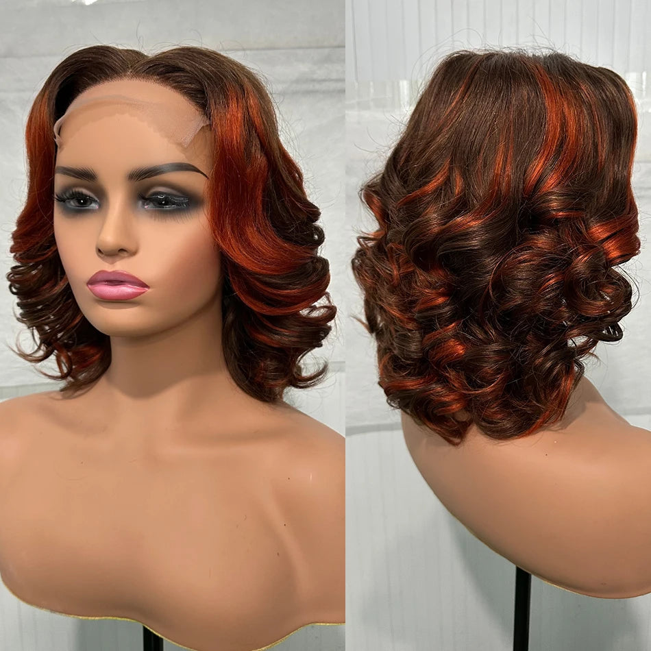 Highlight Loose Curl 5x5 HD Lace Closure Human Hair Bob Wig – 250% Density, Glueless Style
