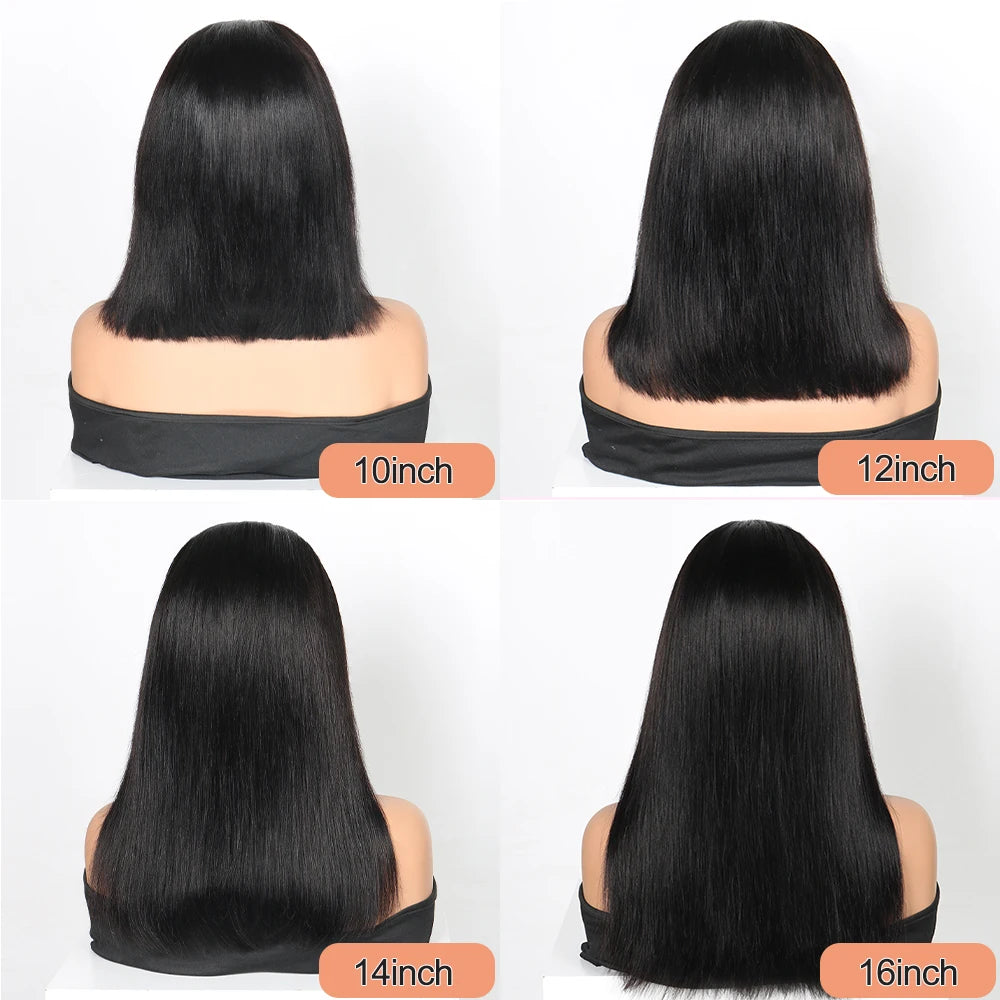 Alurën 13x4 Straight Human Hair Lace Front Bob Wig – 180% Density