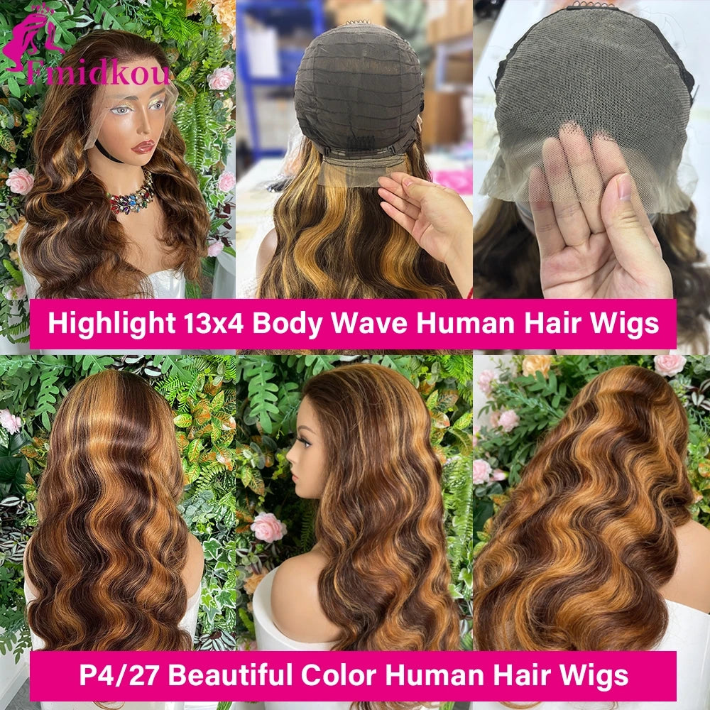 Honey Highlight Body Wave 13x6 HD Lace Frontal Human Hair Wig – Pre-Plucked Glueless Style