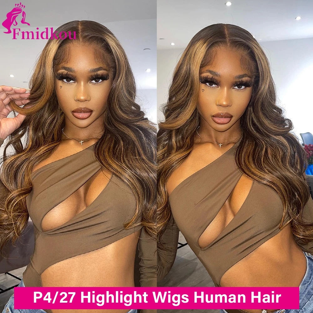 Honey Highlight Body Wave 13x6 HD Lace Frontal Human Hair Wig – Pre-Plucked Glueless Style