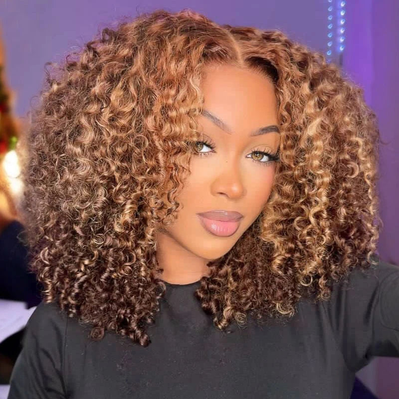 Alurën Highlight 13x4 Deep Wave Curly Human Hair Lace Front Bob Wig