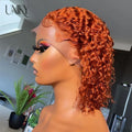 Ginger Orange Deep Wave 13x4 HD Lace Frontal Human Hair Bob Wig – Glueless Pre-Plucked Hairline