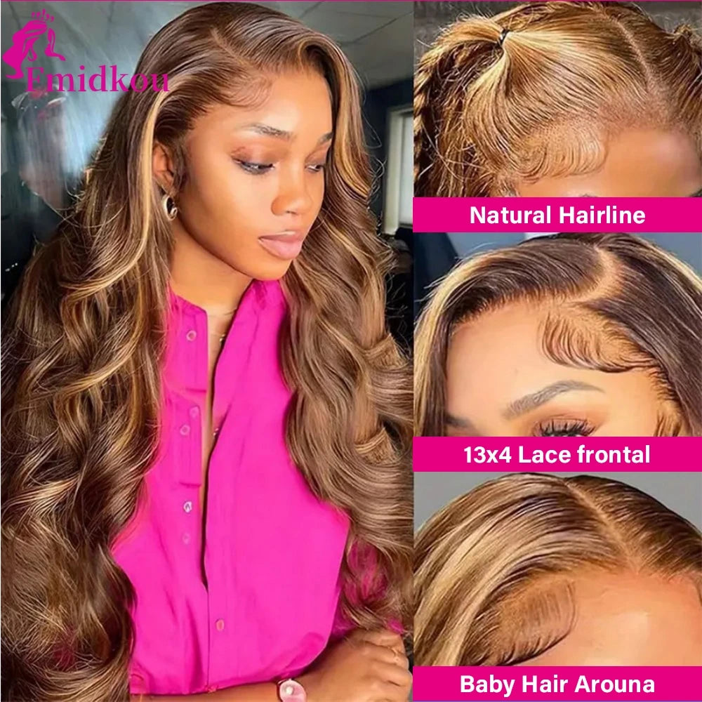 Honey Highlight Body Wave 13x6 HD Lace Frontal Human Hair Wig – Pre-Plucked Glueless Style